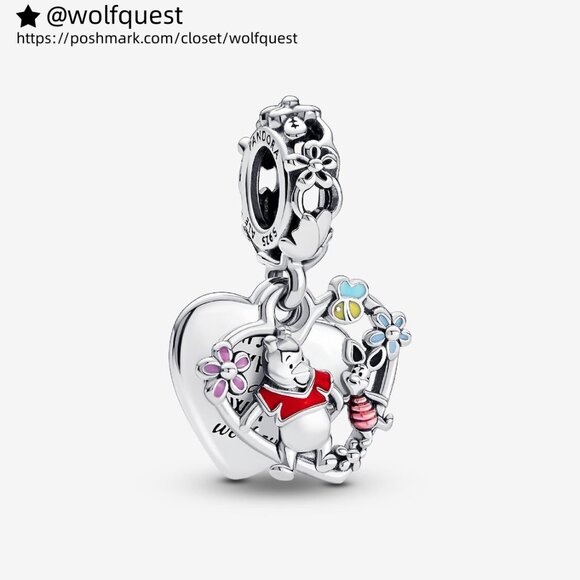 Pandora Disney Winnie the Pooh & Piglet Double Dangle Charm - Picture 1 of 5